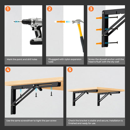 Black Folding Shelf Brackets (18 Inch)
