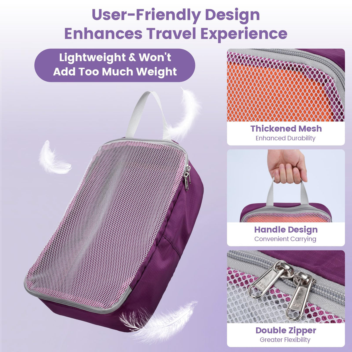 Mesh Packing Cubes for Travel (11 Purple (No Compression) / 7-Piece Set)