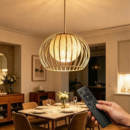 Pendant Light Fixtures Modern Round Chandelier with Remote Control Included E26 Bulb for Living Room