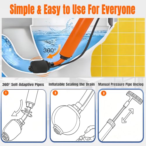 Manual Drain Unclogger High Pressure Toilet Plunger