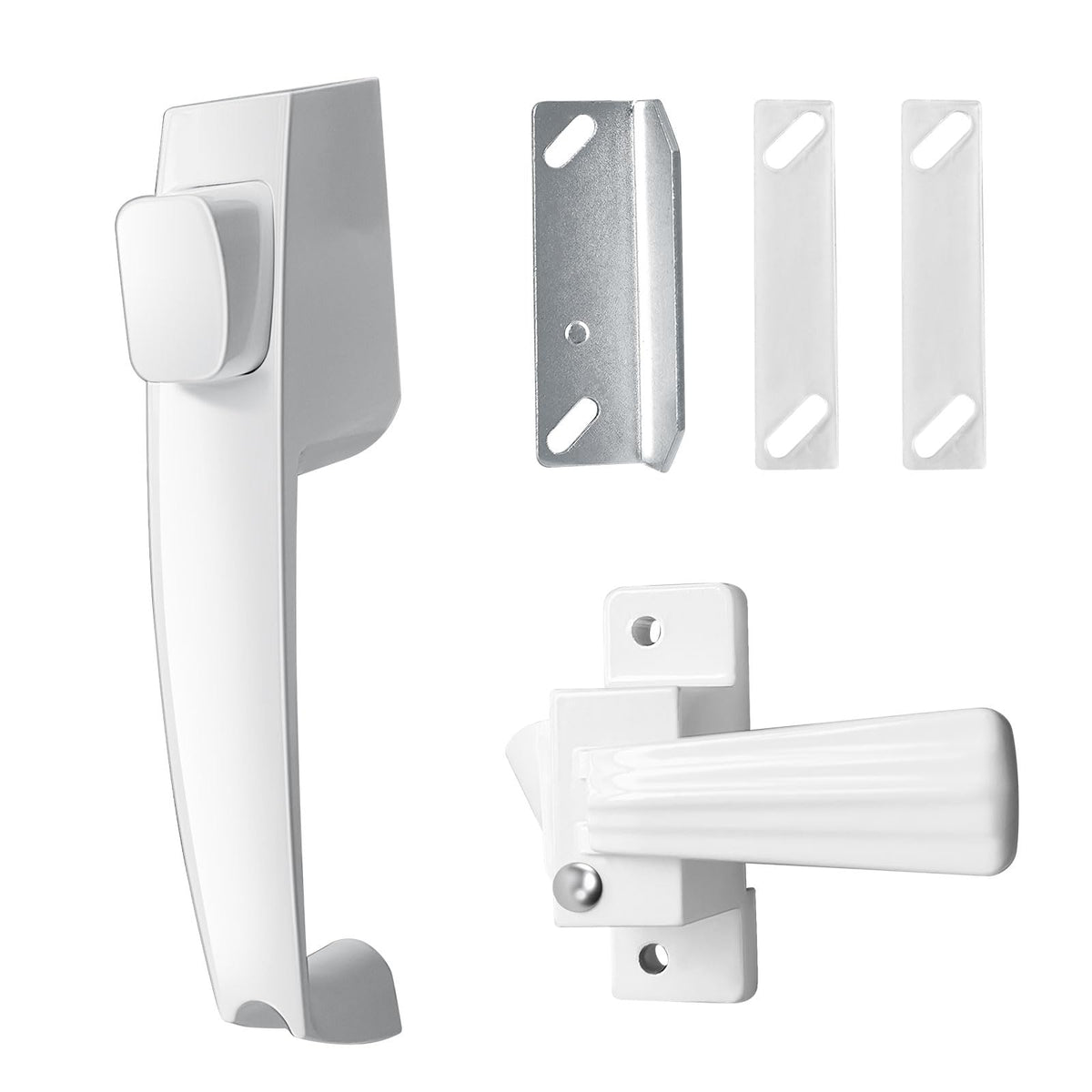 Screen and Storm Door Push Button Latch Handle Set with Night Lock (1 Pack / White)
