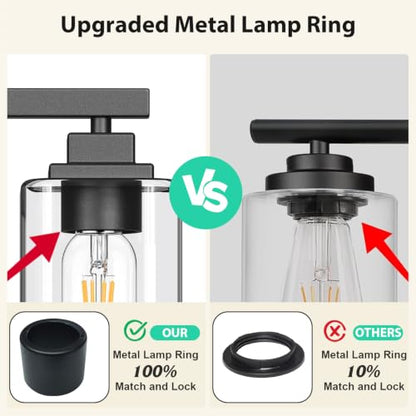 Matte Black Bathroom Light Fixtures (Black-Clear Shade / 10-Light)