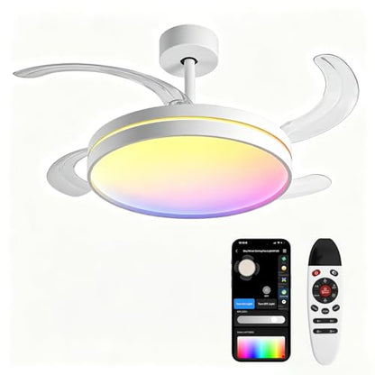 Retractable Ceiling Fan with Light and Remote