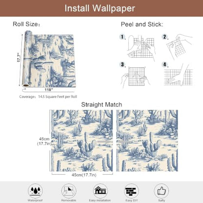 Desert Cactus Peel and Stick Wallpaper