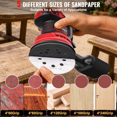 Cordless Random Orbital Sander Compatible with Dewalt 20V Battery and Compatible with Milwaukee 18V