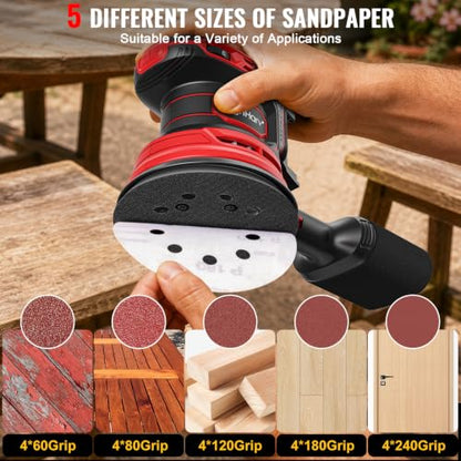 Cordless Random Orbital Sander Compatible with Dewalt 20V Battery and Compatible with Milwaukee 18V