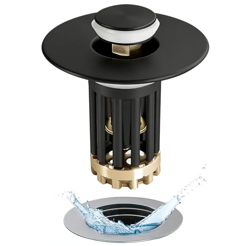 3 in 1 Pop Up Bathroom Sink Stopper (Matte Black)