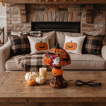 Handmade Halloween Painted Lamp (Orange)