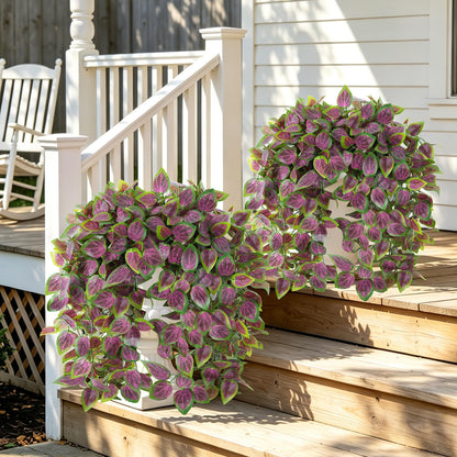 Fake Plants Artificial Hanging Plants for Outdoors Outside Decor (Coleus-purple)