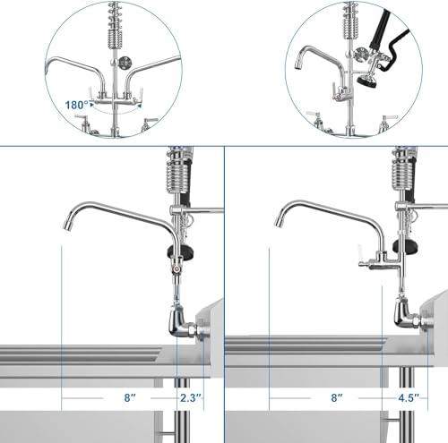 Commercial Faucet with Sprayer for Kitchen Staff