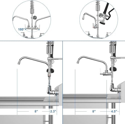 Commercial Faucet with Sprayer for Kitchen Staff