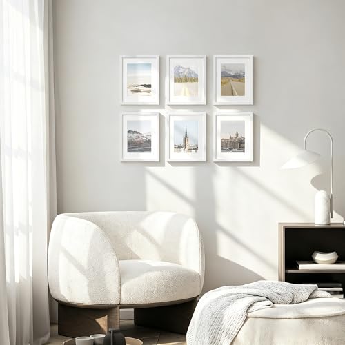 8.5 by 11 Solid Wood Frame Set of 2 (White Wood Grain / 8.5x11)