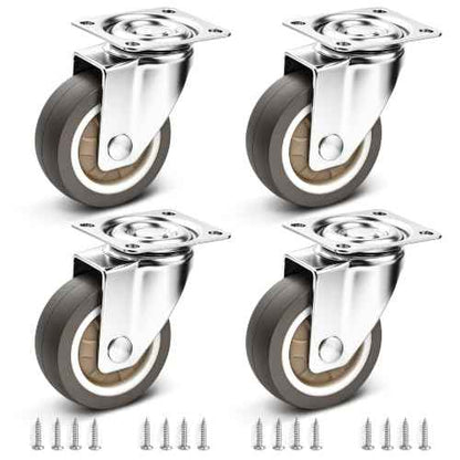 2" Silent Rubber 360 Degree Swivel Plate Casters (2" (no brake))