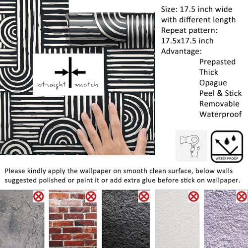 Geometric Peel and Stick Wallpaper Modern Mid Century Geometric Abstract Wall Paper