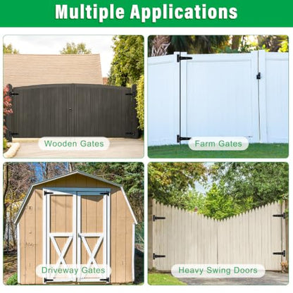 Heavy Duty Gate Hinges for Farm & Driveway Gates (T Hinges, 2 Pack)