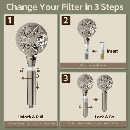 High Pressure Filtered Shower Head with Handheld (Nickel)