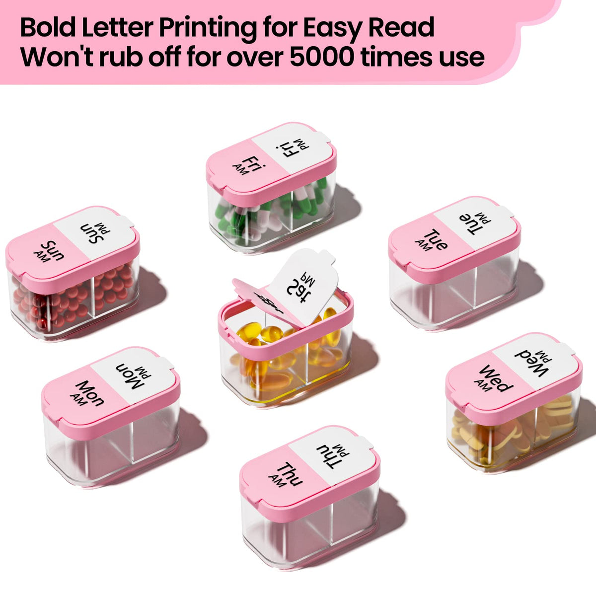 Extra Large Pill Organizer Weekly (Pink)