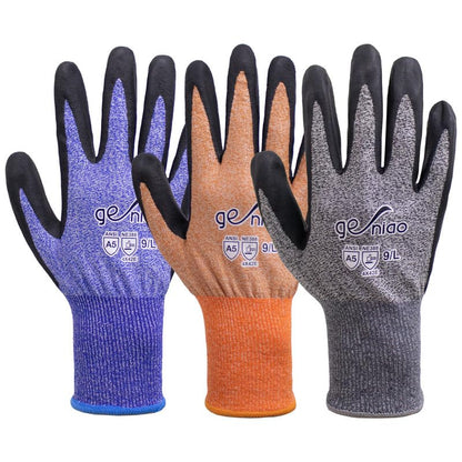 Cut Resistant Work Gloves With Grip for Men and Women ANSI 5 Safety Gloves for Gardening Fishing Cutting Construction