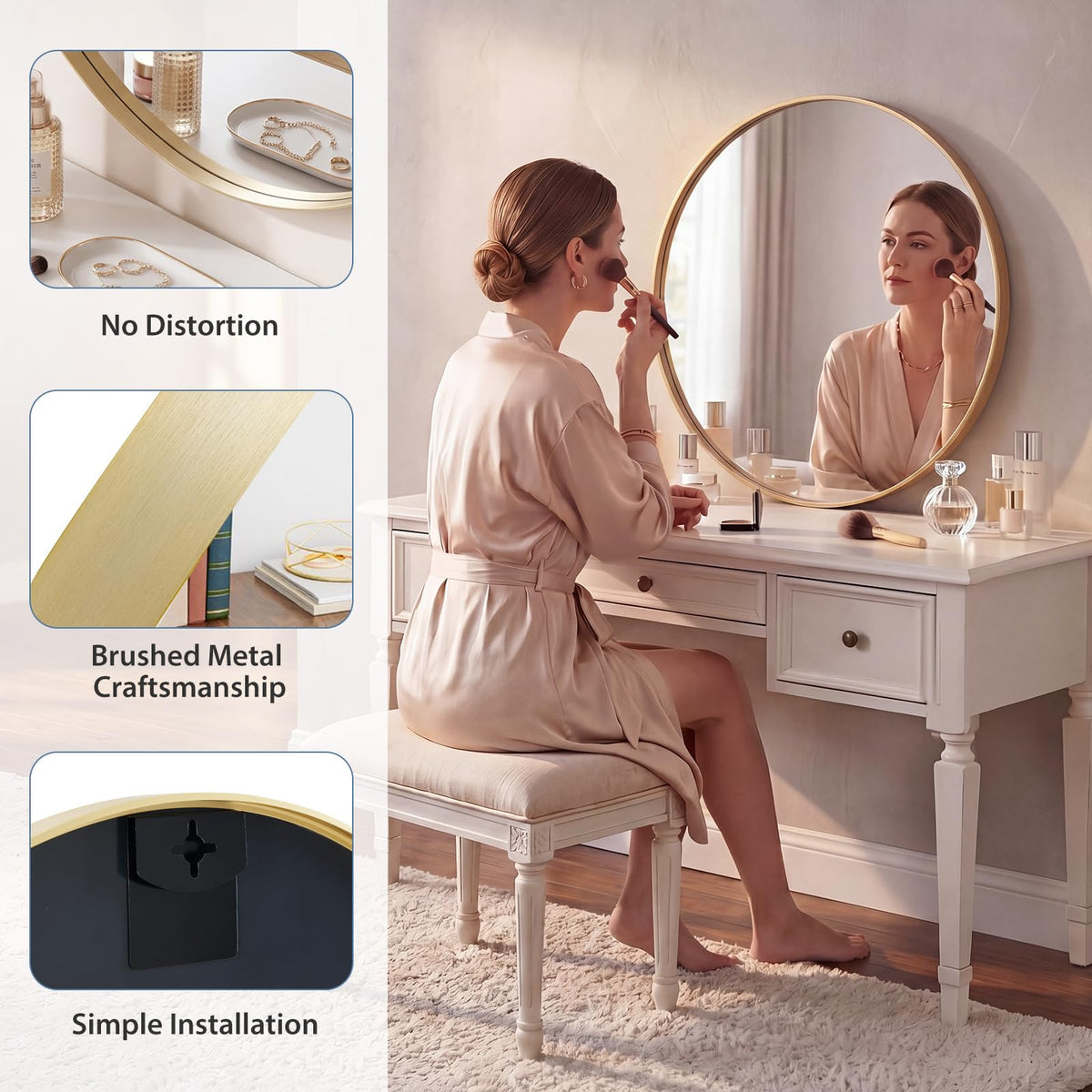 Round Wall Mirror 28 Inch (Gold / 28"L x 28"W / Concave-Circle)