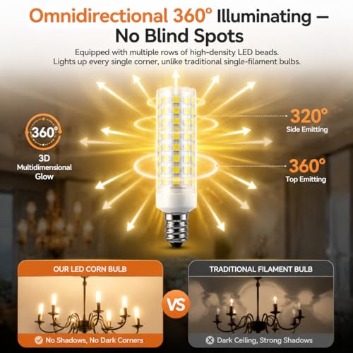 5 Pack E12 LED Light Bulbs 100 Watt Equivalent
