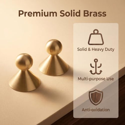 1 Pack Solid Brass Brushed Cabinet Hook Drawer Pull Knob YZ