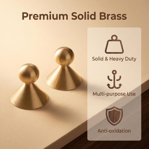 1 Pack Solid Brass Brushed Cabinet Hook Drawer Pull Knob YZ