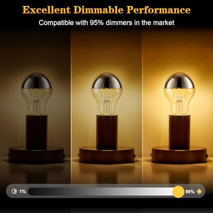 A19 E26 Silver Top Half Chrome Light Bulbs (Silver 3000k Warm White Light)
