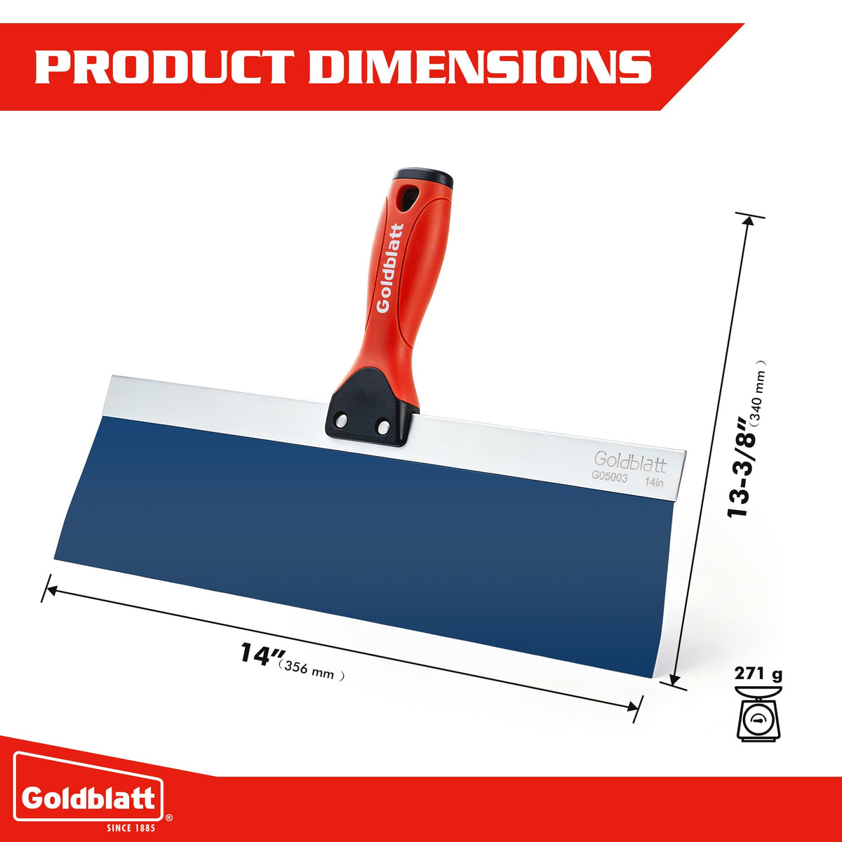 14" Blue Steel Drywall Taping Knife (14")