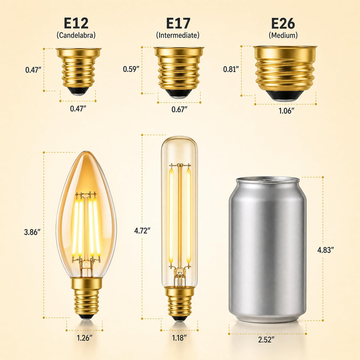 Dimmable E12 Candelabra LED Bulb 4W 40W Equivalent for Chandelier (2200k Warm White)