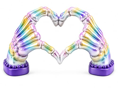 Halloween Decor Handmade 6.7'' Resin Heart Figurine (Pastel Skeleton Hand)