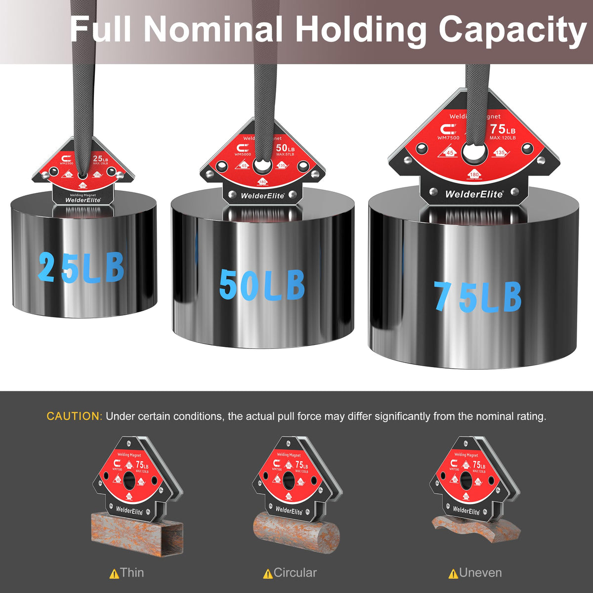 Welding Magnets 6 (25, 50, 75 Lb - Set of 2)
