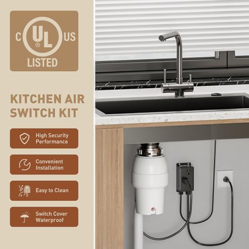 Garbage Disposal Air Switch Kit Dual Outlet (Matte Black)
