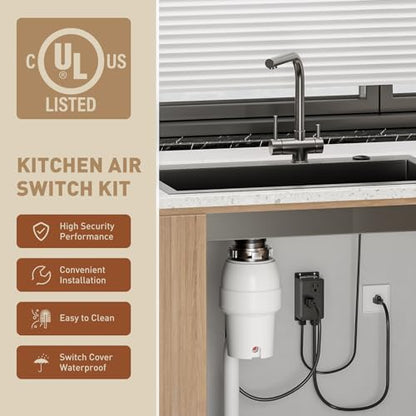 Garbage Disposal Air Switch Kit Dual Outlet (Matte Black)