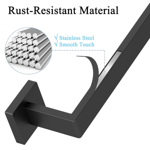 Towel Bar Black Wall Mount Towel Holder for Bathroom Kitchen