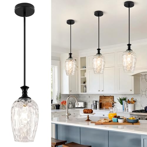 Glass Pendant Lights Kitchen Island (Black)