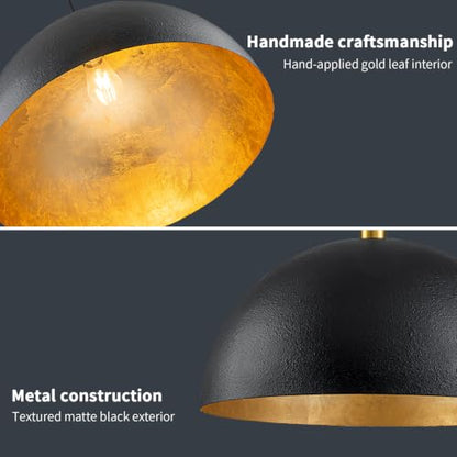 20" Large Modern Black Dome Pendant Light