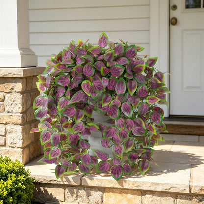 Fake Plants Artificial Hanging Plants for Outdoors Outside Decor (Coleus-purple)