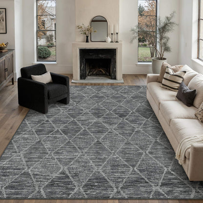 6x9 Area Rug Black Washable Rugs for Living Room (L| Black / 6' x 9' (Rectangular))