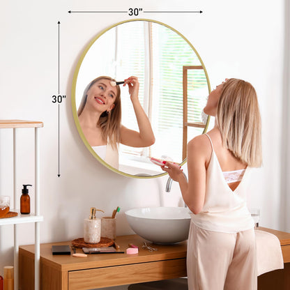 30 Inch Round Wall Mirror (Gold / 30.1"L x 30"W / Round)