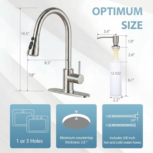 Kitchen Faucets with Soap Dispenser (Silver)
