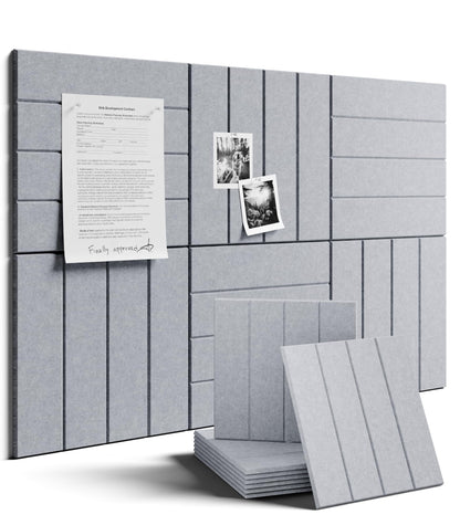 Felt Bulletin Board & Cork Board Alternative 36'' x 24'' (Soft Gray-1 / Bold-stripe 6-pack)