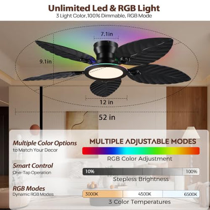 RGB Tropical Ceiling Fans with Lights