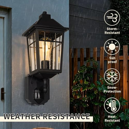 16" Motion Sensor cOutdoor Wall Light Fixtures (11-BK-MA)