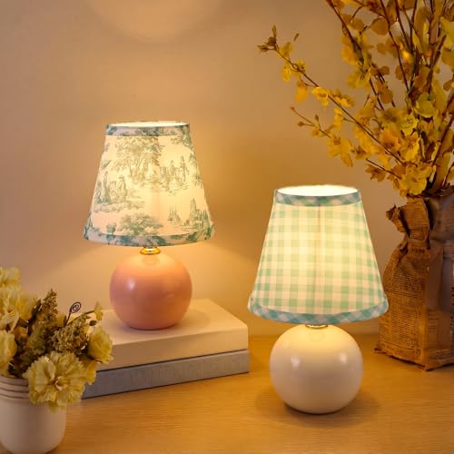 6 Pcs French Countryside Small Lamp Shade 3" Top x 6" Bottom x 5" Slant Chandelier Lamp Shade Clip on Bulb