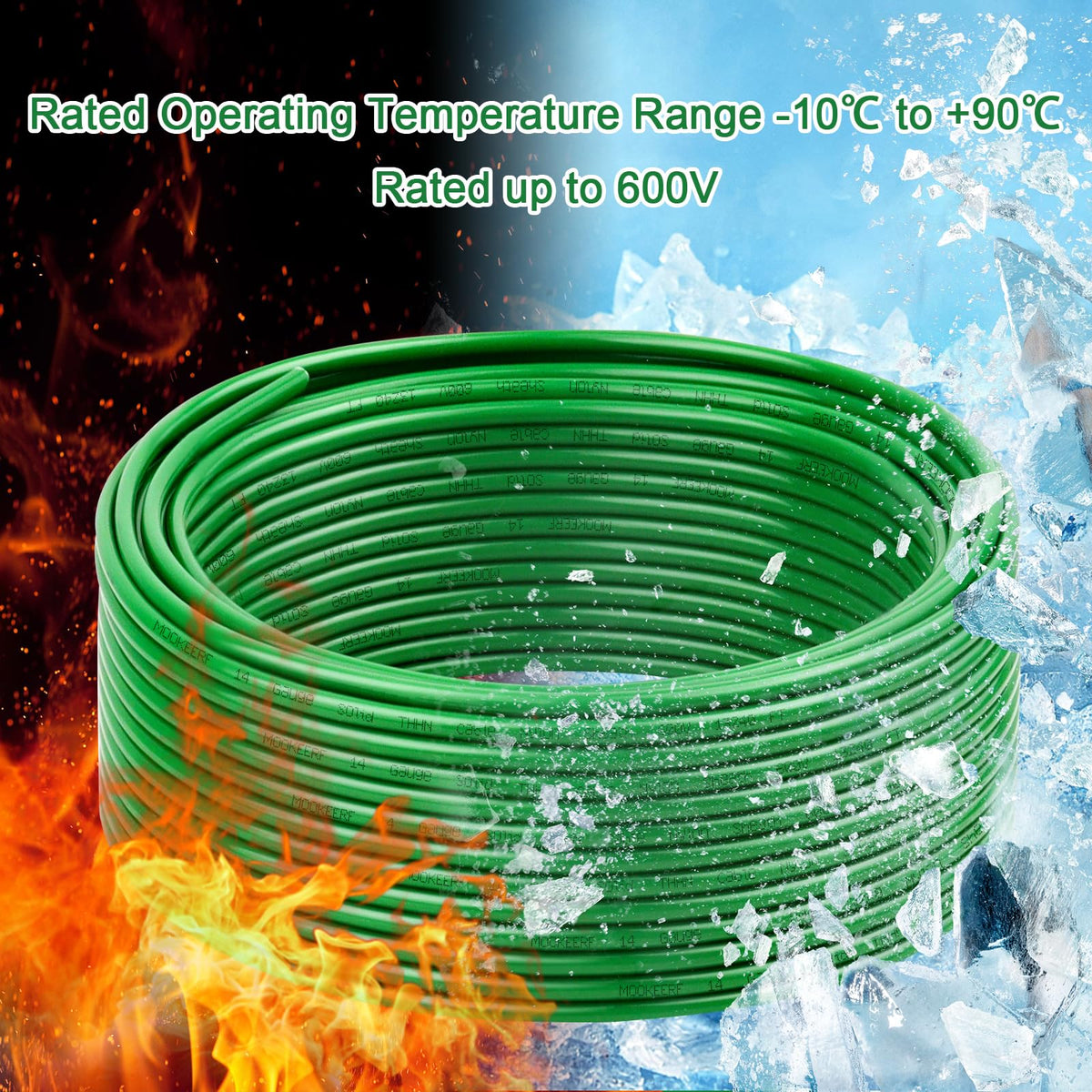THHN Wire 14 Gauge 200FT (14 Gauge 200FT / Green)