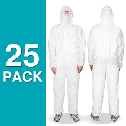 Hazmat Suits 25 Pack Disposable Coveralls