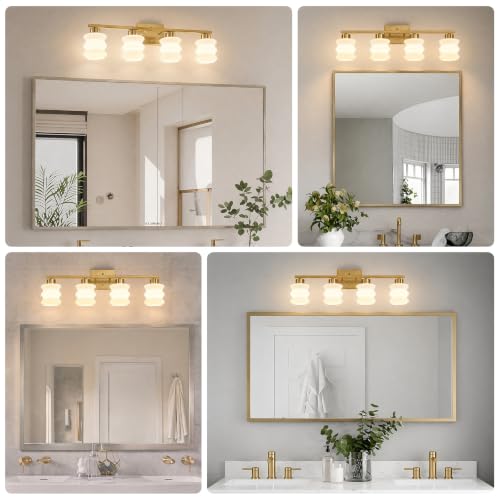 Modern Bathroom Light Fixtures (Gold / 4-Light)