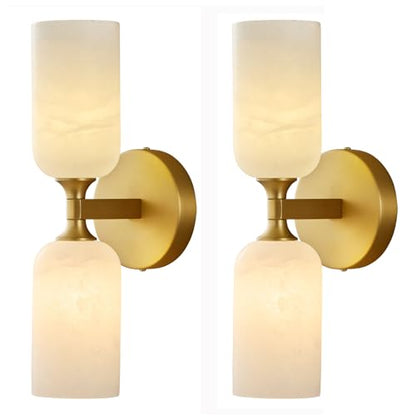 14" Alabaster Wall Sconces Gold Vanity Light 3000K Warm White