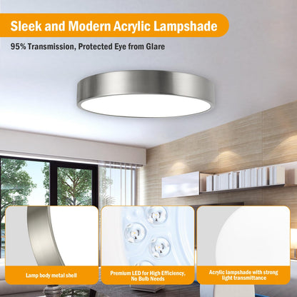 Flush Mount Ceiling Light (Satin Nickel)