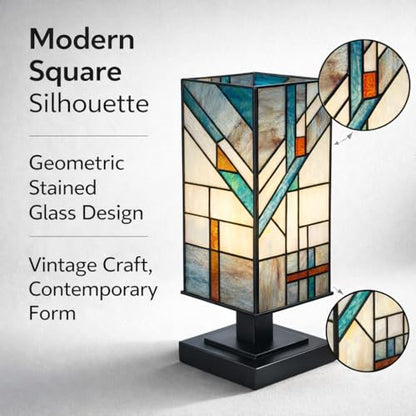Stained Glass Lamp Handmade Mission Style 5.9" Wx15 H ETL Listed